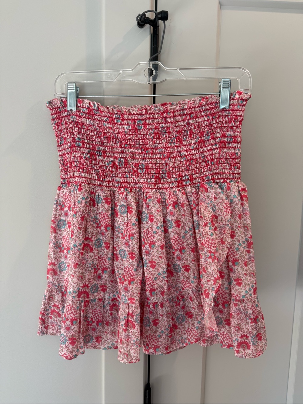 La Plage Pink Floral Smocked Mini Skirt